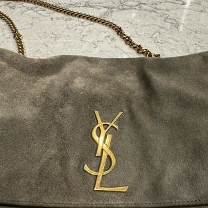 Kate Medium Reversible YSL Crossbody Bag in Suede And Smooth Leather - Green